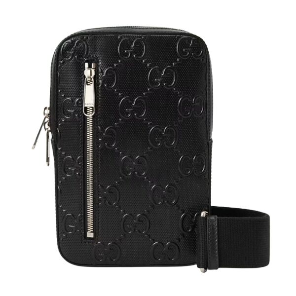 GUCCI GG EMBOSSED SLING BACKPACK BLACK LEATHER – BG018