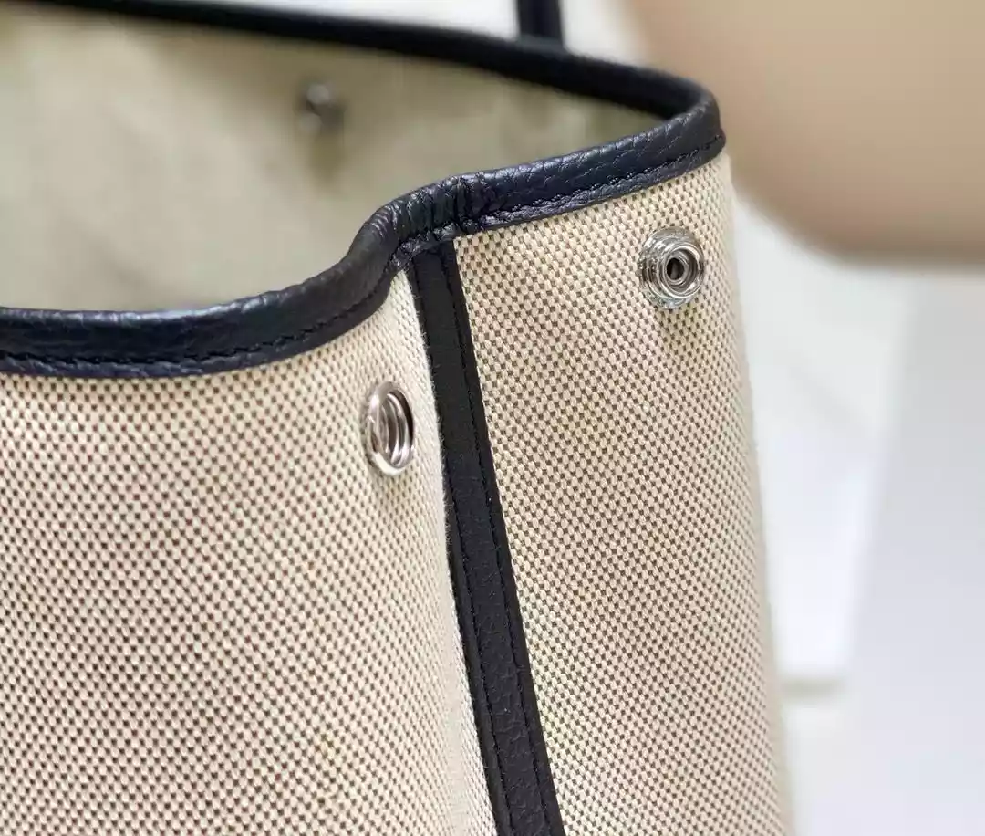 Hermes Garden Party 30cm Bag in Toile and Black Leather – HW068