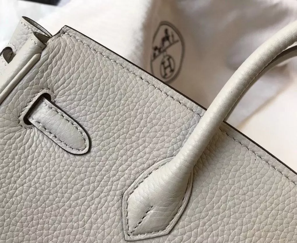 Hermes Birkin 30cm Bag In Pearl Grey Clemence Leather GHW – HW027