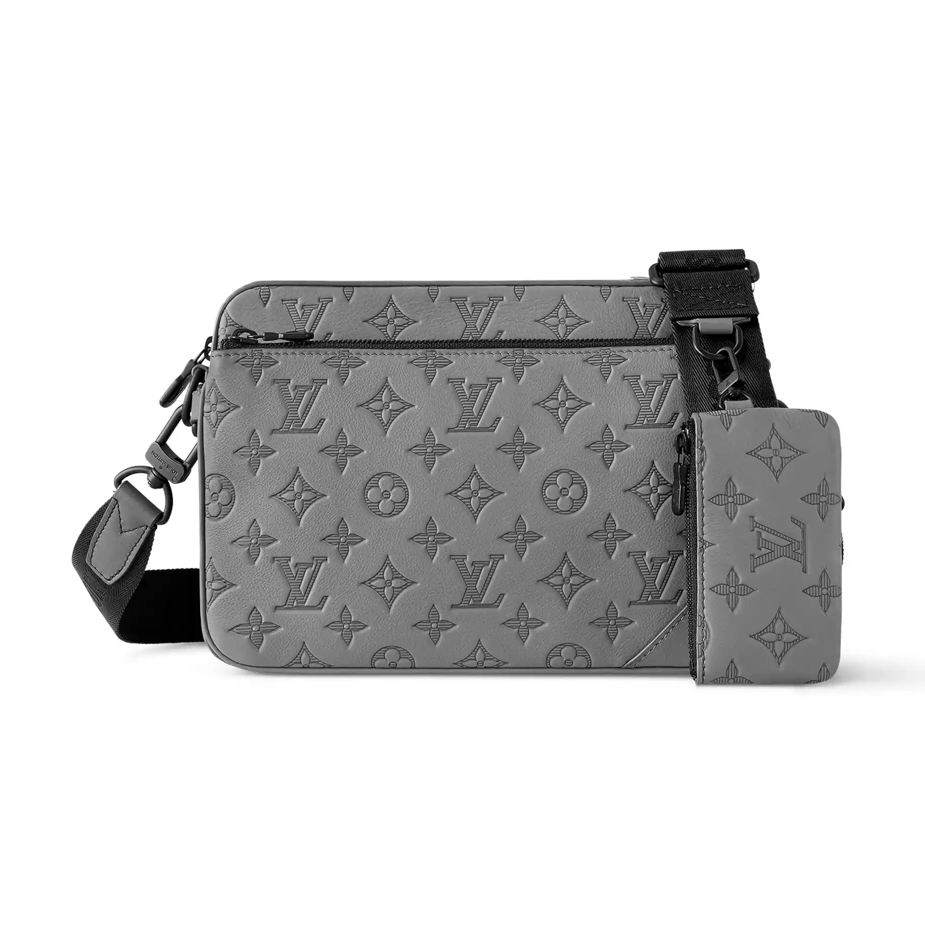 TRIO MESSENGER BAG GREY MONOGRAM SHADOW LEATHER M46603 – LW267