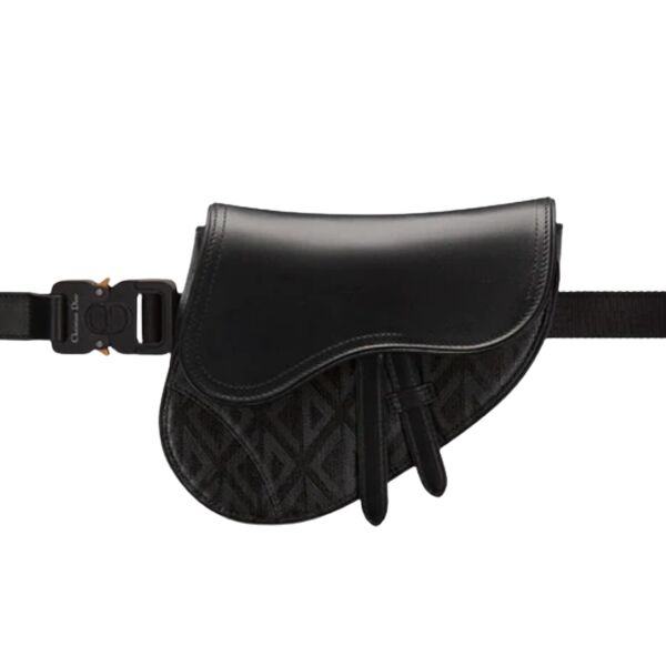 DIOR MINI SADDLE BAG BLACK CD DIAMOND CANVAS AND SMOOTH CALFSKIN – DIO007