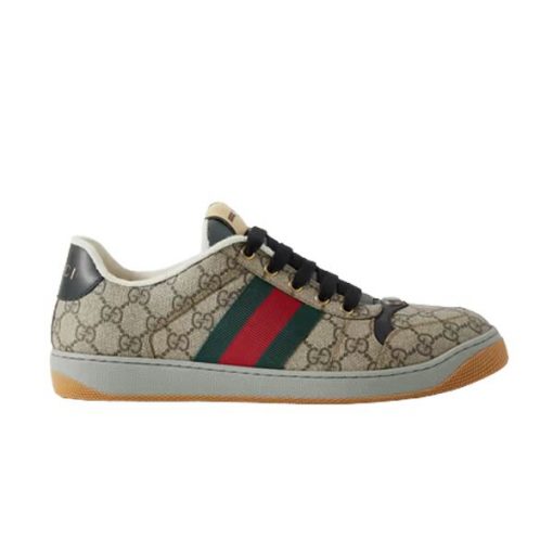 GUCCI MEN’S SCREENER SNEAKER IN BEIGE AND EBONY GG SUPREME – GCC055