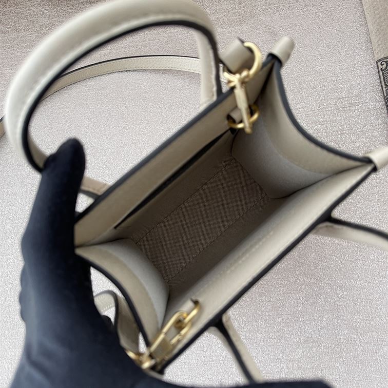 GUCCI MINI NOTE BAG WITH INTERLOCKING G BEIGE AND WHITE GG SUPREME CANVAS – GB35