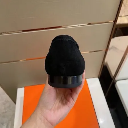 Hermes Men’s Paris Loafers In Black Suede Calfskin – HM013