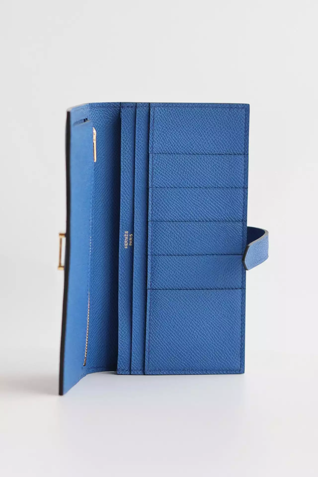 Hermes Bearn Long Handmade Wallet in Blue France Epsom Calfskin – HW142