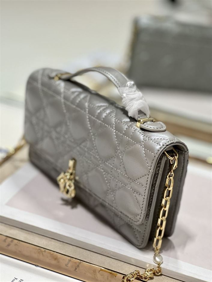DIOR MISS DIOR MINI BAG GREY CANNAGE LAMBSKIN – DOB058