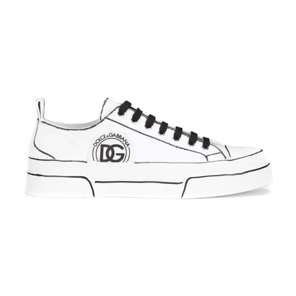 DOLCE & GABBANA HAND PAINTED CANVAS PORTOFINO LIGHT SNEAKERS IN WHITE – DG008