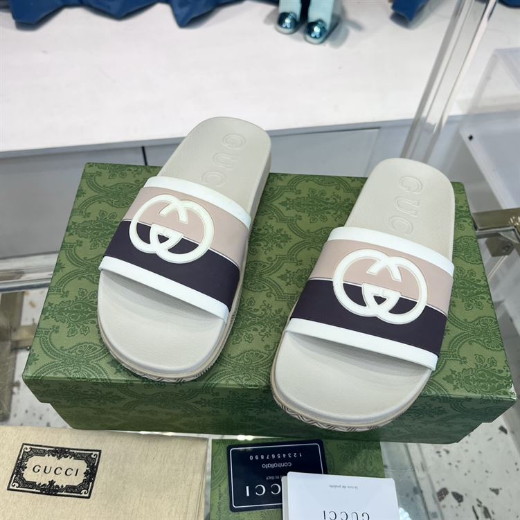 GUCCI SLIDE INTERLOCKING G LEATHER BLACK FOR MEN – GSL007