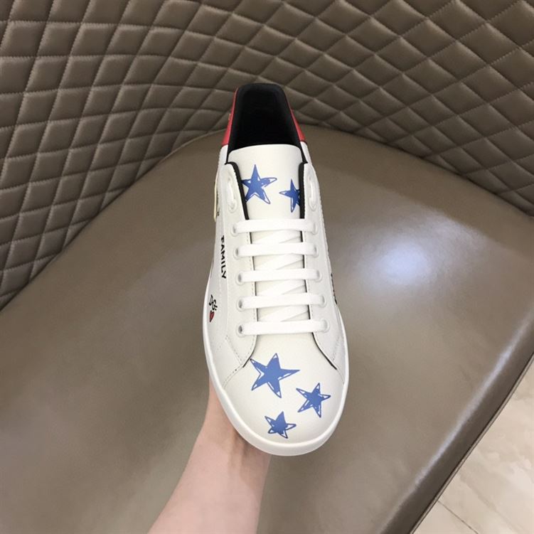 DOLCE & GABBANA LEATHER ROYAL LOVE PRINT SNEAKERS IN WHITE – DG007