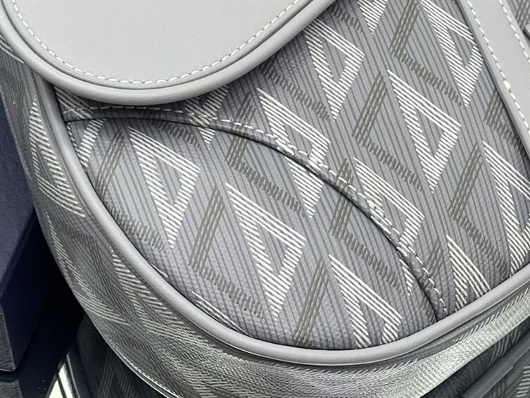 DIOR MINI SADDLE BAG GRAY CD DIAMOND CANVAS AND SMOOTH CALFSKIN – DIO005