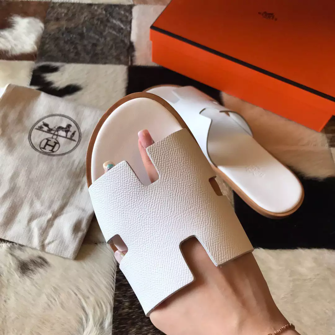 HERMES MEN’S IZMIR SANDALS IN WHITE EPSOM CALFSKIN – HMSD020