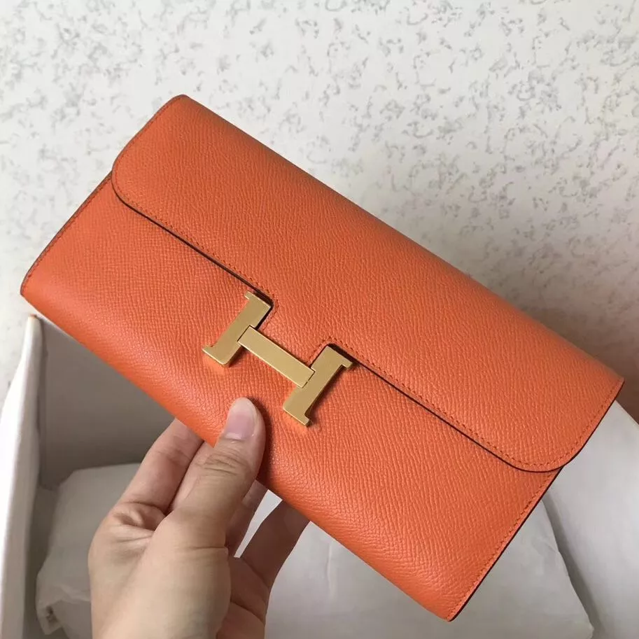 Hermes Constance Long Wallet In Orange Epsom Leather – HW186