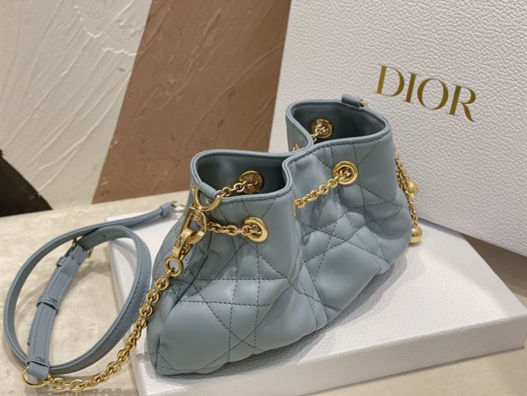 DIOR SMALL DIOR AMMI BAG BLUE SUPPLE MACROCANNAGE LAMBSKIN – DOB047