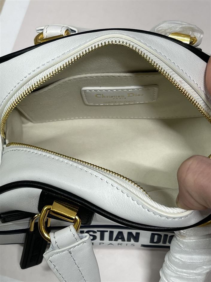 DIOR VIBE ZIP BOWLING MICRO BAG WHITE CALFSKIN – DOB094