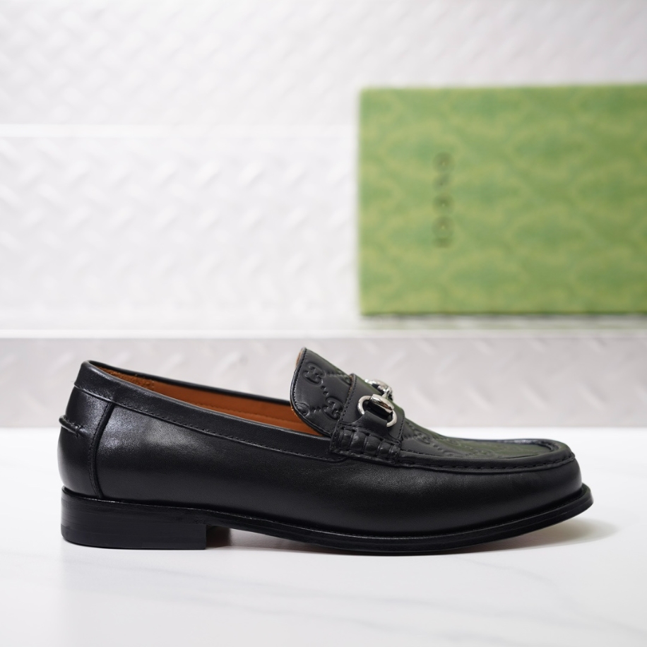 GUCCI LEATHER GC LOGO HORSEBIT BLACK LOAFER – GL056
