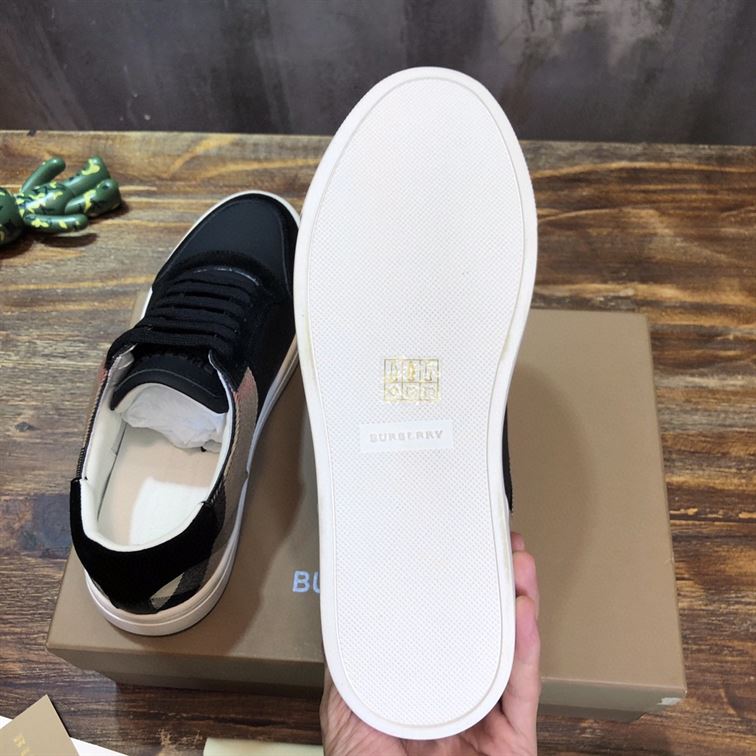 BURBERRY LEATHER AND HOUSE CHECK COTTON SNEAKERS – BBR014