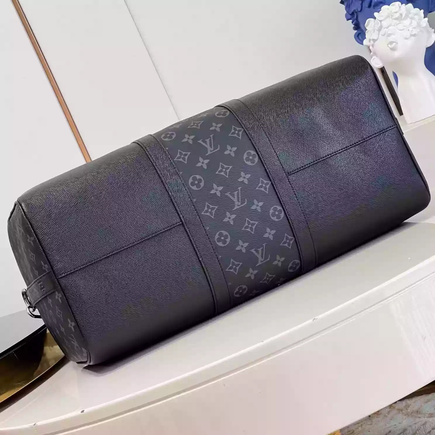 KEEPALL 50 BANDOULIERE TAIGA COWHIDE LEATHER AND MONOGRAM ECLIPSE COATED CANVAS M30235 – LW378