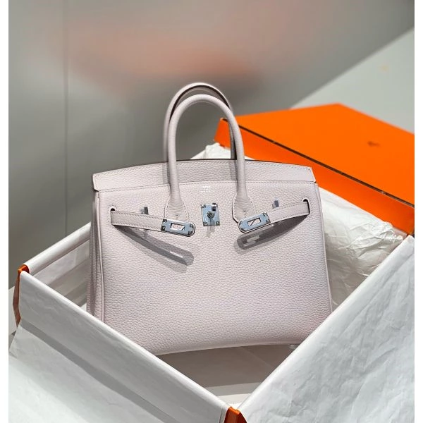 Hermes Birkin 25cm Bag In Mauve Pale Clemence Leather PHW – HW009