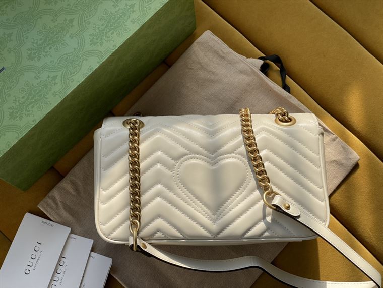 GUCCI GG MARMONT SMALL SHOULDER BAG IN WHITE LEATHER – GB59