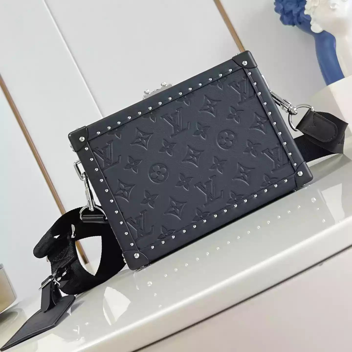 CLUTCH BOX BLACK MONOGRAM SHADOW COWHIDE LEATHER – LW297