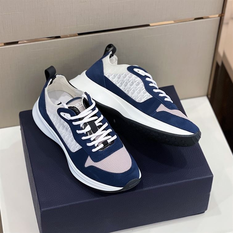 DIOR B25 RUNNER NAVY OBLIQUE SUEDE SNEAKER – DO063