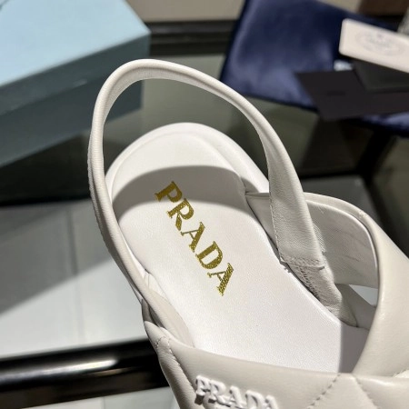 PRADA FLATFORM SANDALS IN WHITE QUILTED NAPPA LEATHER – PSD044
