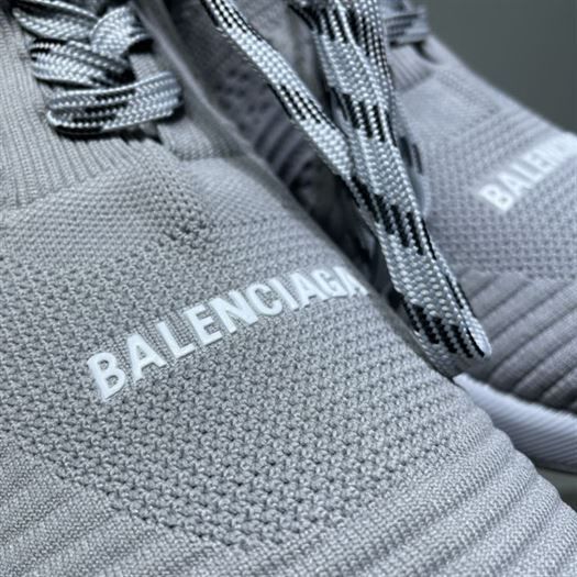 BALENCIAGA MEN’S SPEED 2.0 LACE-UP RECYCLED KNIT SNEAKER IN GREY – BLA035