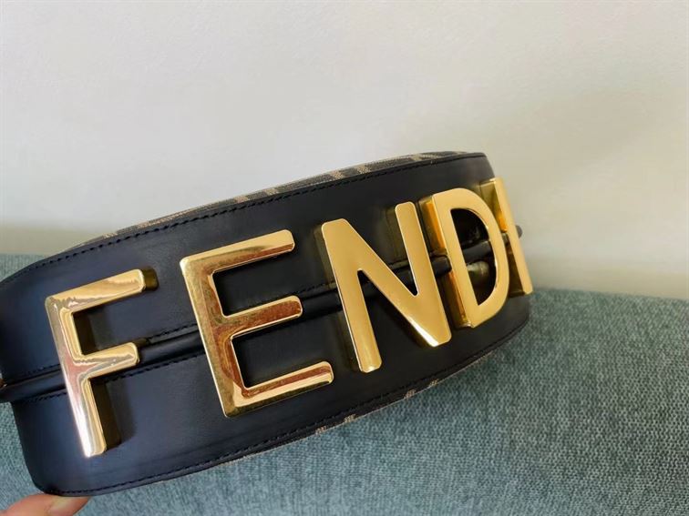 FENDIGRAPHY SMALL BROWN FF FABRIC BAG – F023