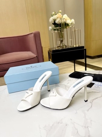 PRADA HEELED SANDALS 75MM IN WHITE BRUSHED LEATHER – PSD016