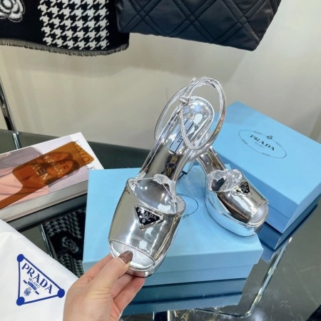 PRADA PLATFORM SANDALS 135MM IN SILVER METALLIC LEATHER – PSD056