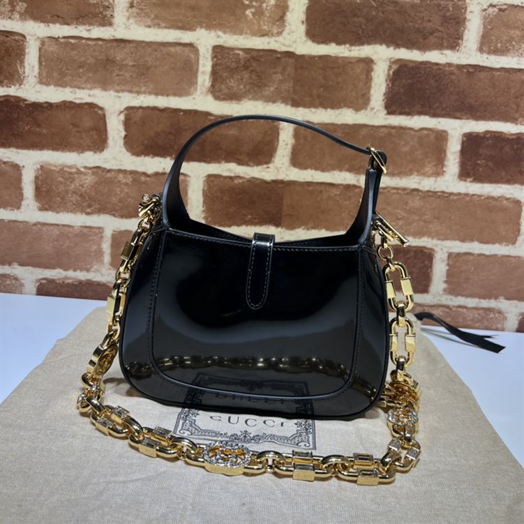 GUCCI JACKIE 1961 MINI SHOULDER BAG WITH BLACK PATENT LEATHER – GB73