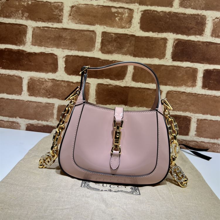 GUCCI JACKIE 1961 MINI SHOULDER BAG WITH PINK PATENT LEATHER – GB74