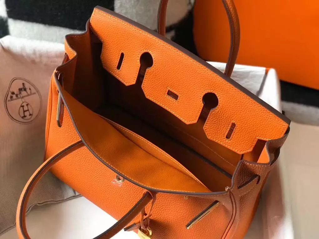 Hermes Birkin 30cm Bag In Orange Clemence Leather GHW – HW028