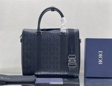 DIOR LINGOT BRIEFCASE GRAY CD DIAMOND CANVAS AND SMOOTH CALFSKIN – DIO032