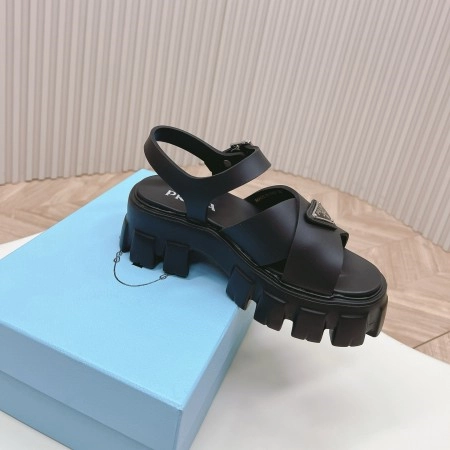PRADA MONOLITH SANDALS IN BLACK RUBBER – PSD021