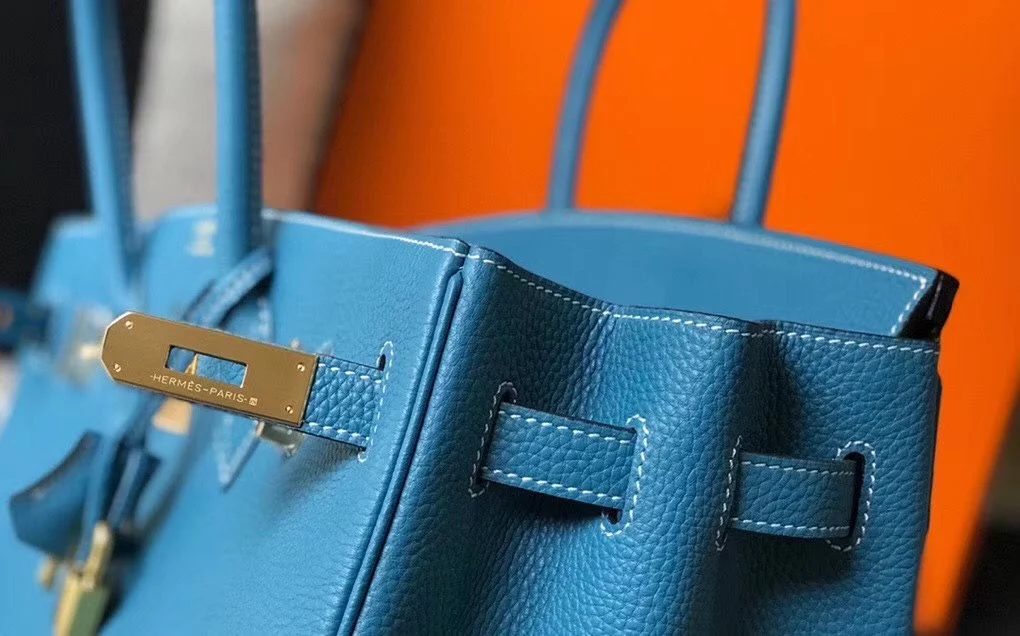 Hermes Birkin 30cm Bag In Jean Blue Clemence Leather GHW – HW033