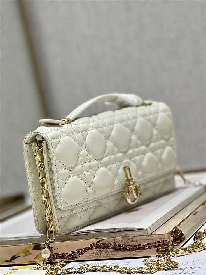 DIOR MISS DIOR MINI BAG LATTE CANNAGE LAMBSKIN – DOB057