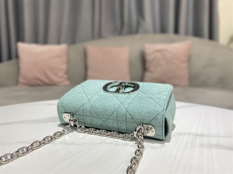 DIOR SMALL DIOR CARO BAG BLUE SUPPLE CANNAGE CALFSKIN – DOB074