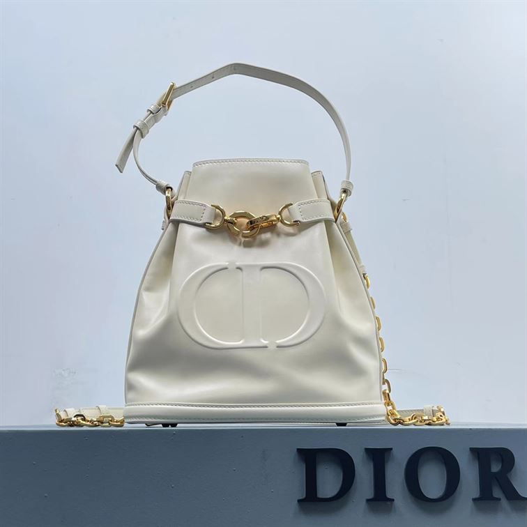 DIOR MEDIUM C EST DIOR BAG WHITE CD EMBOSSED CALFSKIN – DOB041