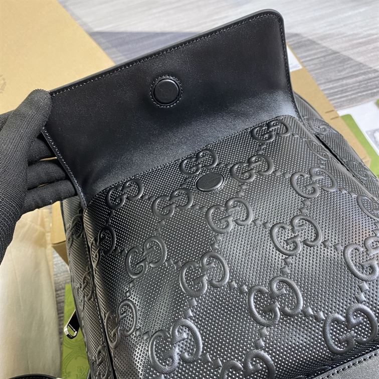 GUCCI LOGO EMBOSSED PERFORATED LEATHER BACKPACK – BG036