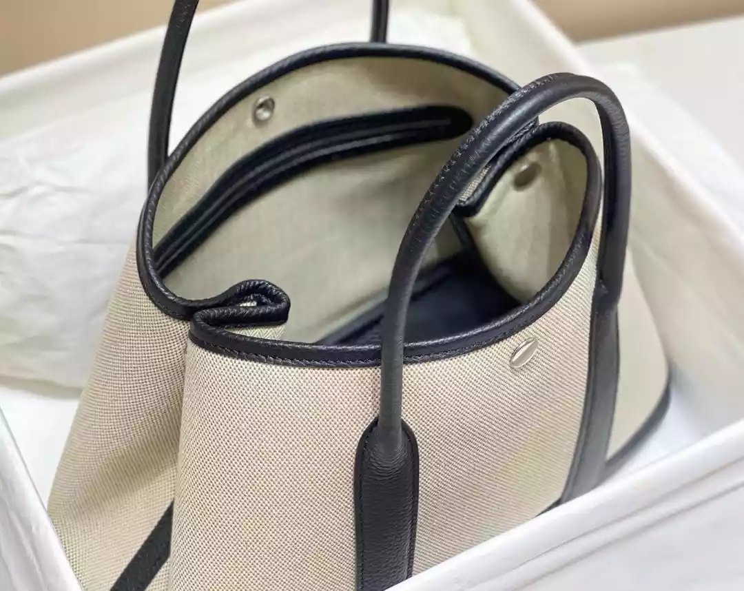 Hermes Garden Party 30cm Bag in Toile and Black Leather – HW068