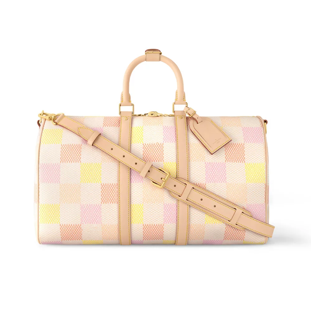 LV Keepall Bandoulière 45 in Peach Damierlicious Coated Canvas – LW180