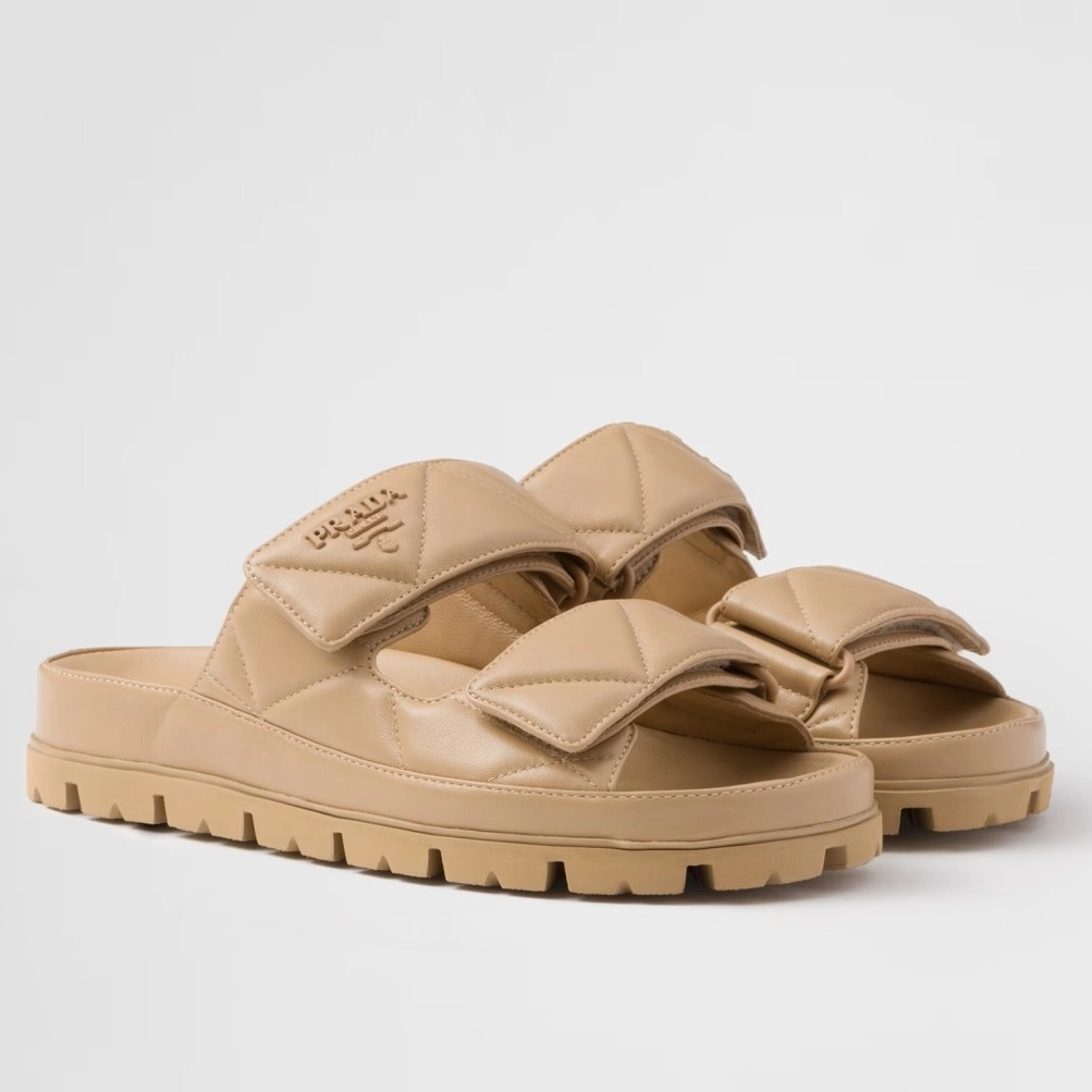 PRADA WOMEN’S SANDALS IN BEIGE PADDED NAPPA LEATHER – PSD024