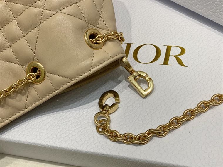 DIOR SMALL DIOR AMMI BAG BEIGE SUPPLE MACROCANNAGE LAMBSKIN – DOB048