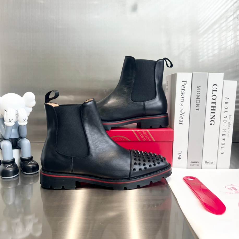 Christian Louboutin Black Leather Ankle Boots Sneaker – CLS057