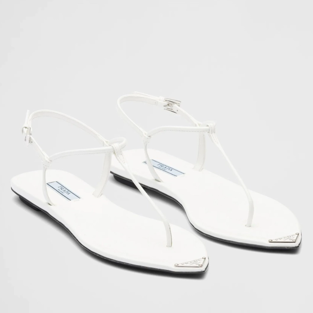PRADA THONG SANDALS IN WHITE BRUSHED LEATHER – PSD046