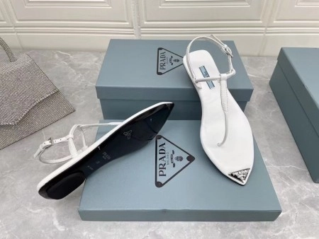 PRADA THONG SANDALS IN WHITE BRUSHED LEATHER – PSD046