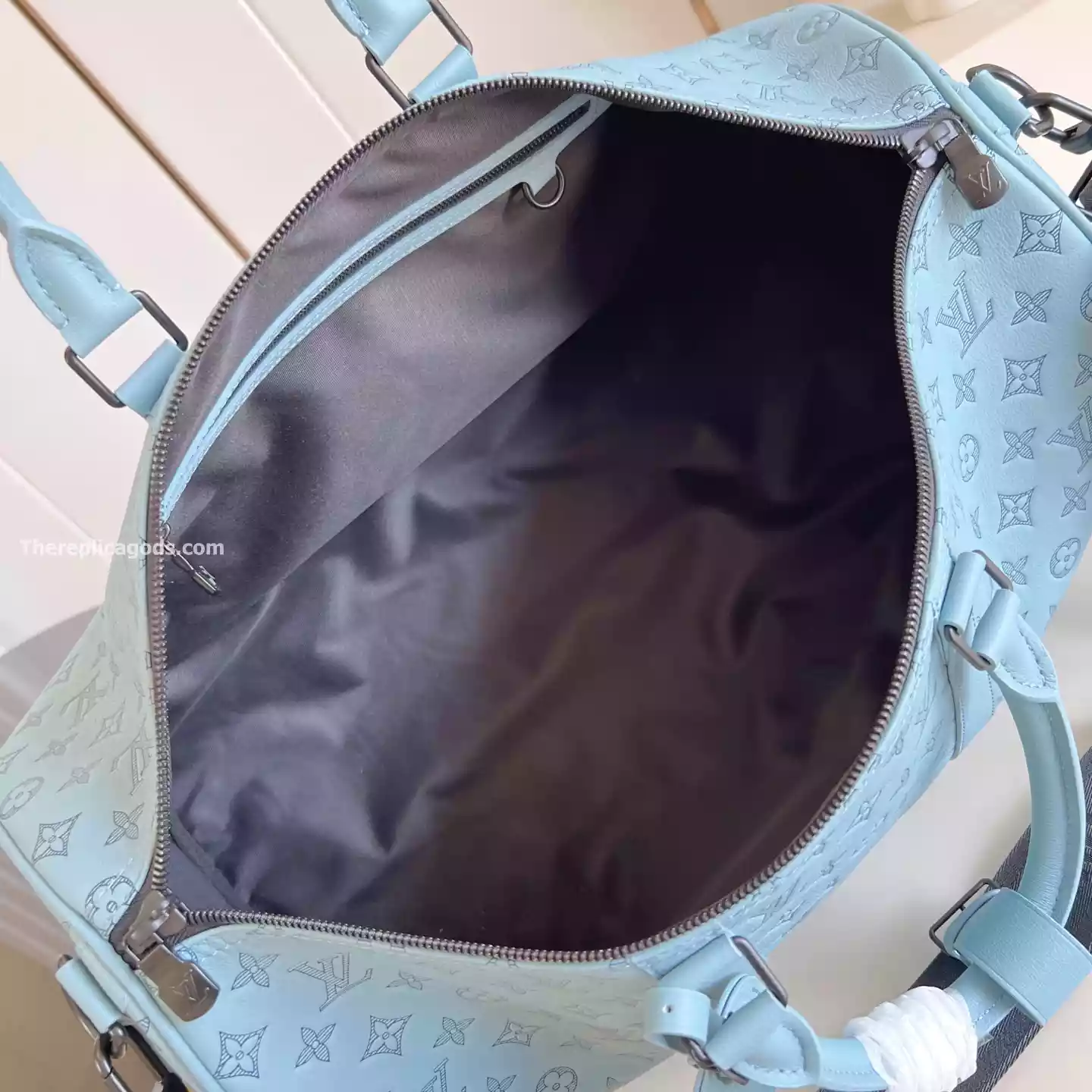 KEEPALL BANDOULIERE 50 BAG SKY BLUE MONOGRAM SHADOW – LW314