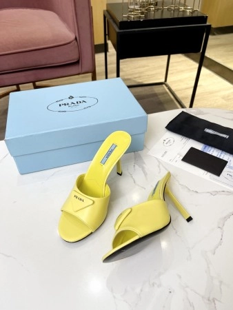 PRADA HEELED SANDALS 75MM IN YELLOW BRUSHED LEATHER – PSD015