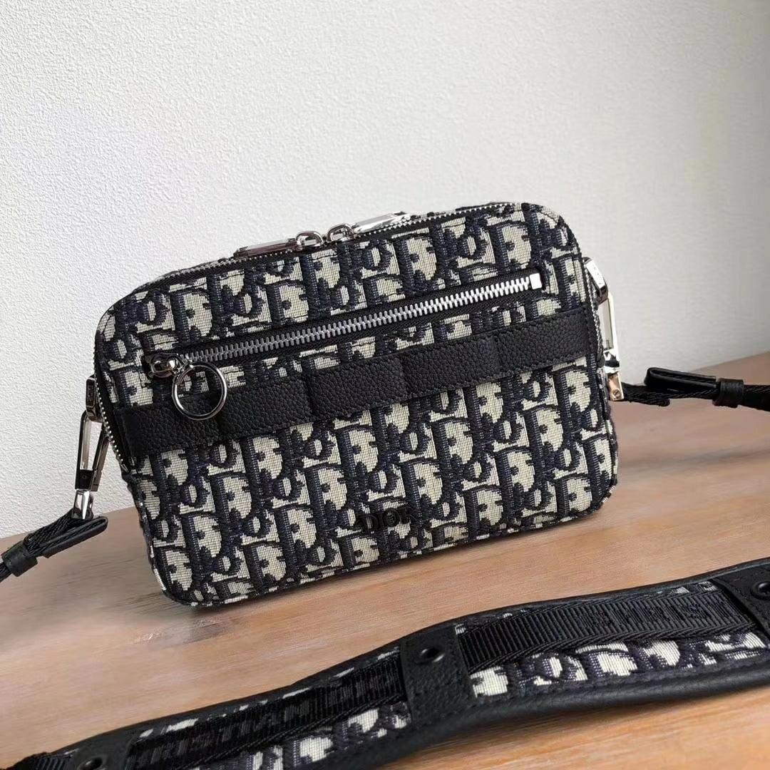 DIOR SAFARI MESSENGER BAG BEIGE AND BLACK DIOR OBLIQUE JACQUARD – DIO001